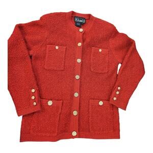 Rochelle California vintage red & gold button Sweater cardigan sz small